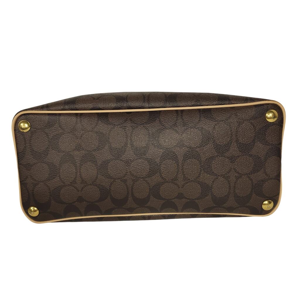 Coach Signature Peyton Cora Domed Satchel Brown Coated Canvas Leather Trim F2618 - Picture 6 of 14